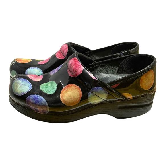 Dansko Professional Clogs Polka Dot Multicolor Leather Size 37 EU US 7 Nursing - Picture 4 of 8